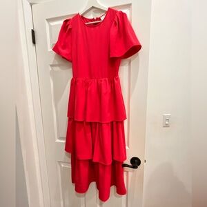 Pink tiered ruffle dress